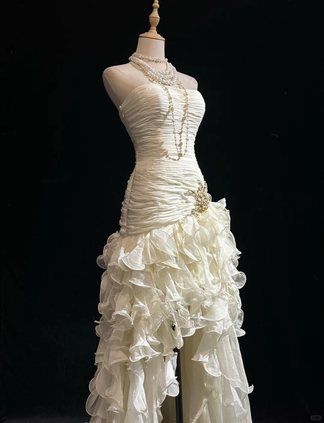 Vintage Prom Dresses 1960s High Low Strapless With Ruffled Layers Sleeveless Prom Dresses Evening Formal Outfits RB5122