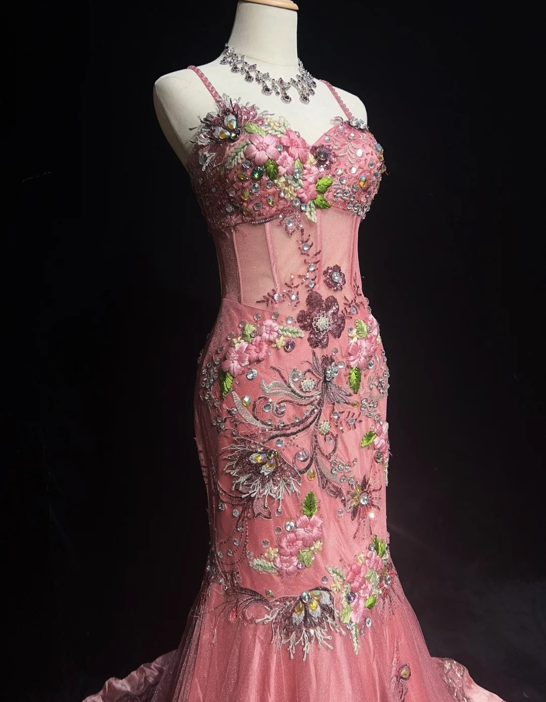 Vintage Prom Dresses Mermaid Spaghetti Strap Pink Lace With Beading 90s Long Formal Gown N2890