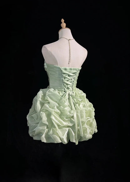 Simple Ball Gown Strapless Mint Green Short Mini Party Dress Cocktail Homecoming Dresses N4239