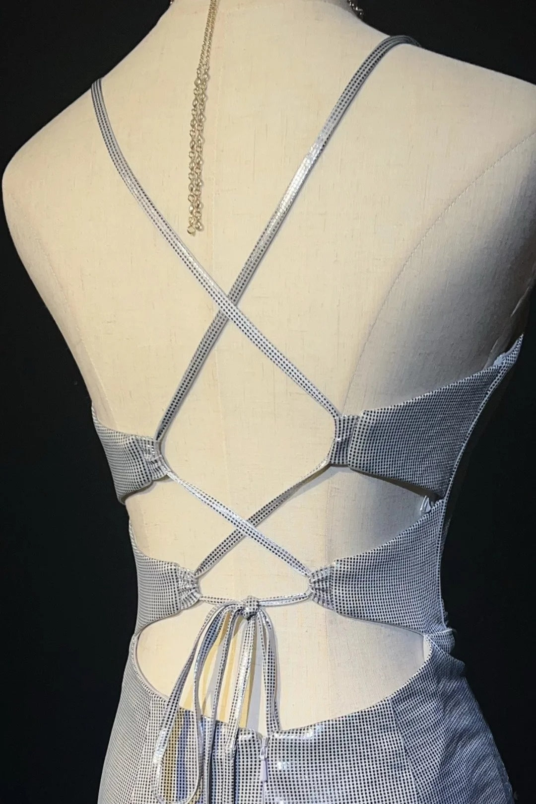 Vintage Prom Dresses Inspo Mermaid Spaghetti Strap Silver Backless 80s Long Formal Gown N2741