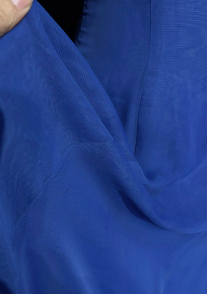 Pretty Prom Dresses A line Spaghetti Strap Royal Blue Chiffon With Beading Long Formal Dress N3002