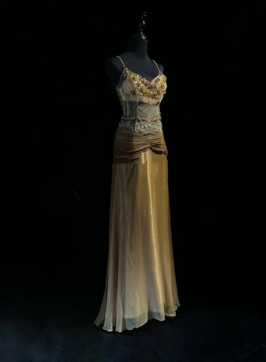 Ombre Gold Prom Dress Inspo A line Spaghetti Straps 18th Birthday Outfits Formal Party Gown RC0110