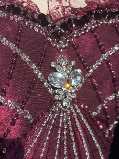 Vintage Prom Dresses Mermaid Spaghetti Strap Grape With Beading Taffeta 90s Long Formal Gown N2886