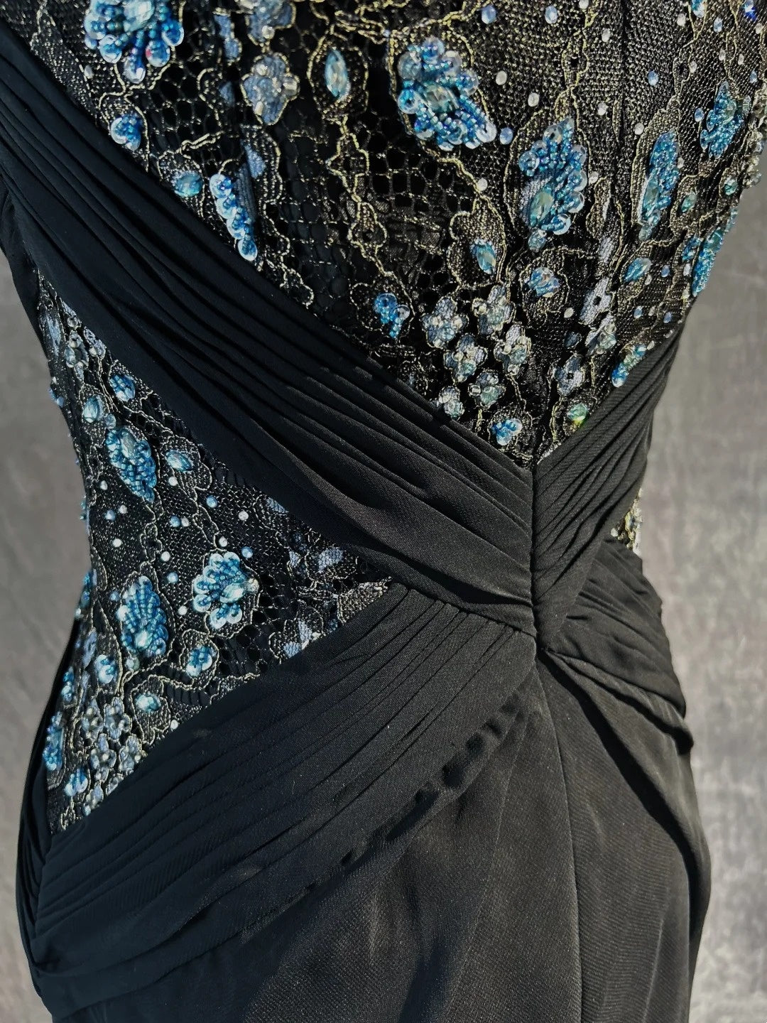 Beautiful Prom Dresses Mermaid Scoop Neck Black Tie Dress Chiffon With Beaded Bodice Long Evening Outfits N3364