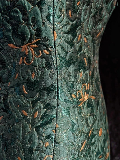 Classy Prom Dresses Mermaid Sweetheart Dark Green Floor Length Lace Satin Formal Evening Dress N3707