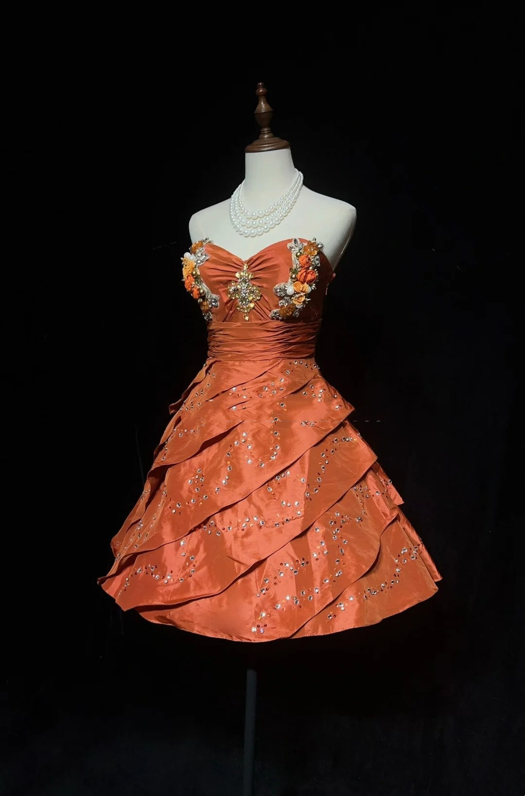 Sweet Ball Gown Sweetheart Orange Taffeta Graduation Short Mini Homecoming Dresses Hoco Dress N2891