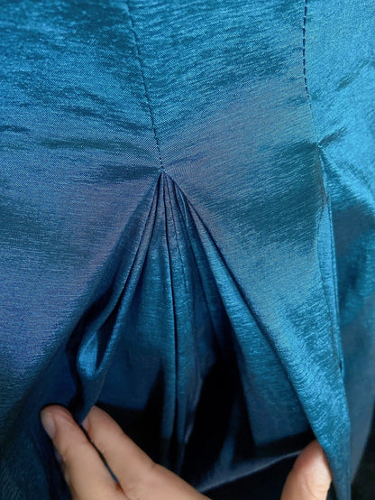 Beautiful Prom Dresses Ball Gown Sweetheart Blue Satin With Ruffled Long Evening Outfits N3377