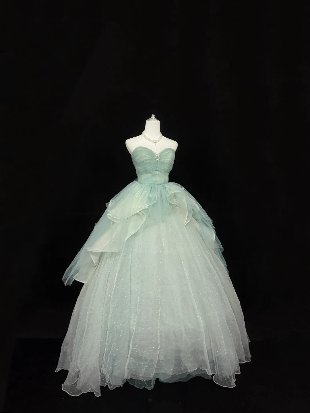 Sweet 16 Dresses Long Ball Gown Sweet Sixteen Long Birthday Dress Strapless Sage Green Formal Gown RC0362