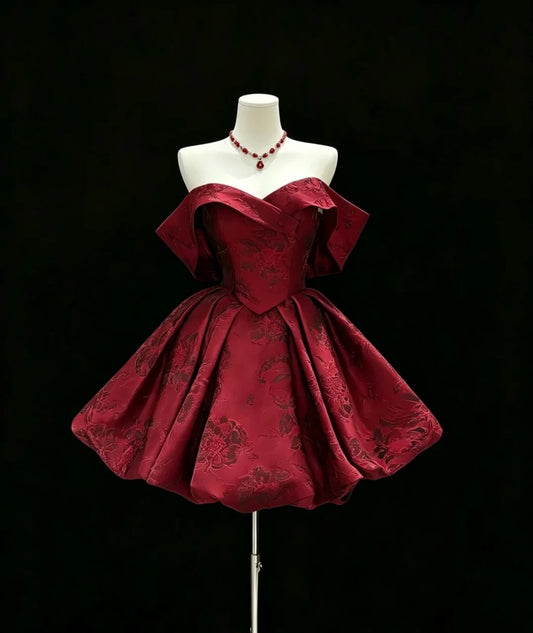 Cute Ball Gown Off The Shoulder Red Graduation Dresses Short High School For 8th Grade Senior Inspo Homecoming Gown RB3306