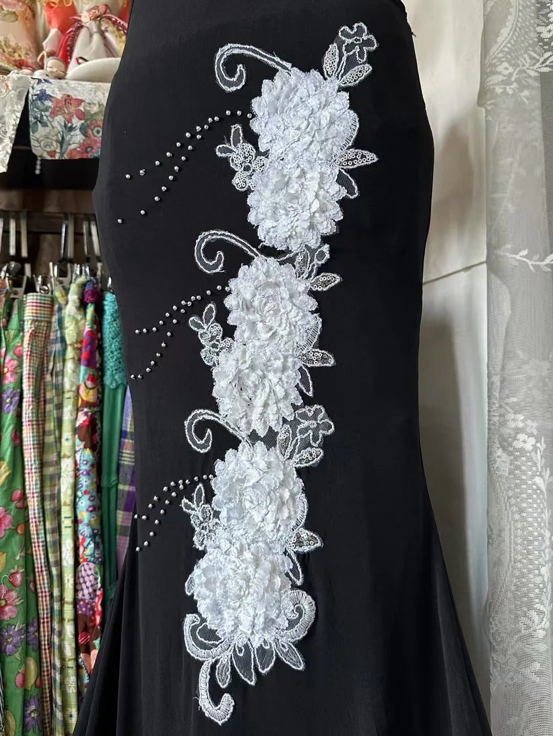 Vintage Prom Dresses Aesthetic Mermaid V Neck Black Chiffon Long Inspo Formal Gowns N1989
