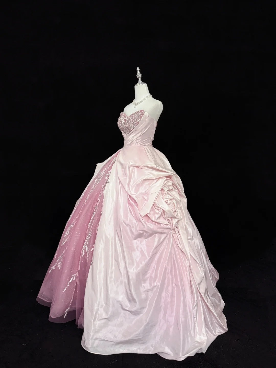 Sweet 16 Dresses Long Ball Gown Sweet Sixteen Long Birthday Dress Sweetheart Pink Tulle Formal Gown RC0288
