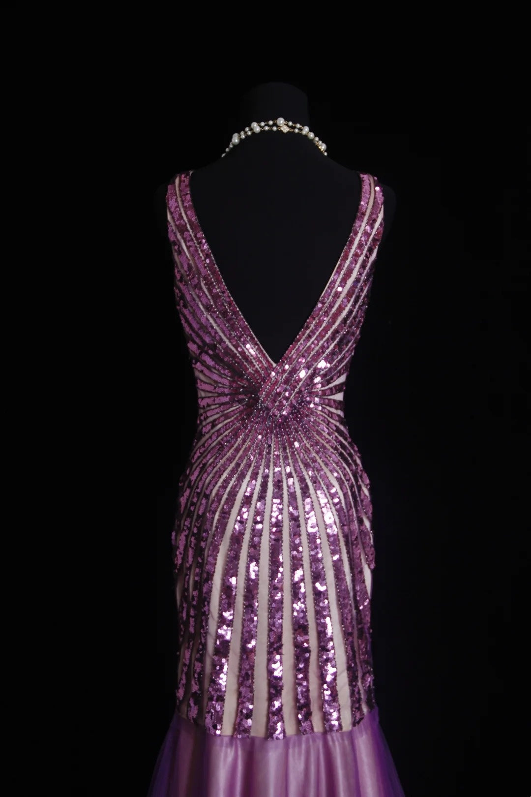 Vintage Prom Dresses Aesthetic 80s Retro Mermaid V Neck Lilac Sequins Floor Length Evening Outfits N2330