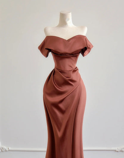 Glamorous Mermaid Off The Shoulder With Short Sleeves Prom Dresses Long Evening Formal Gown BirthdayParty Gowns N378