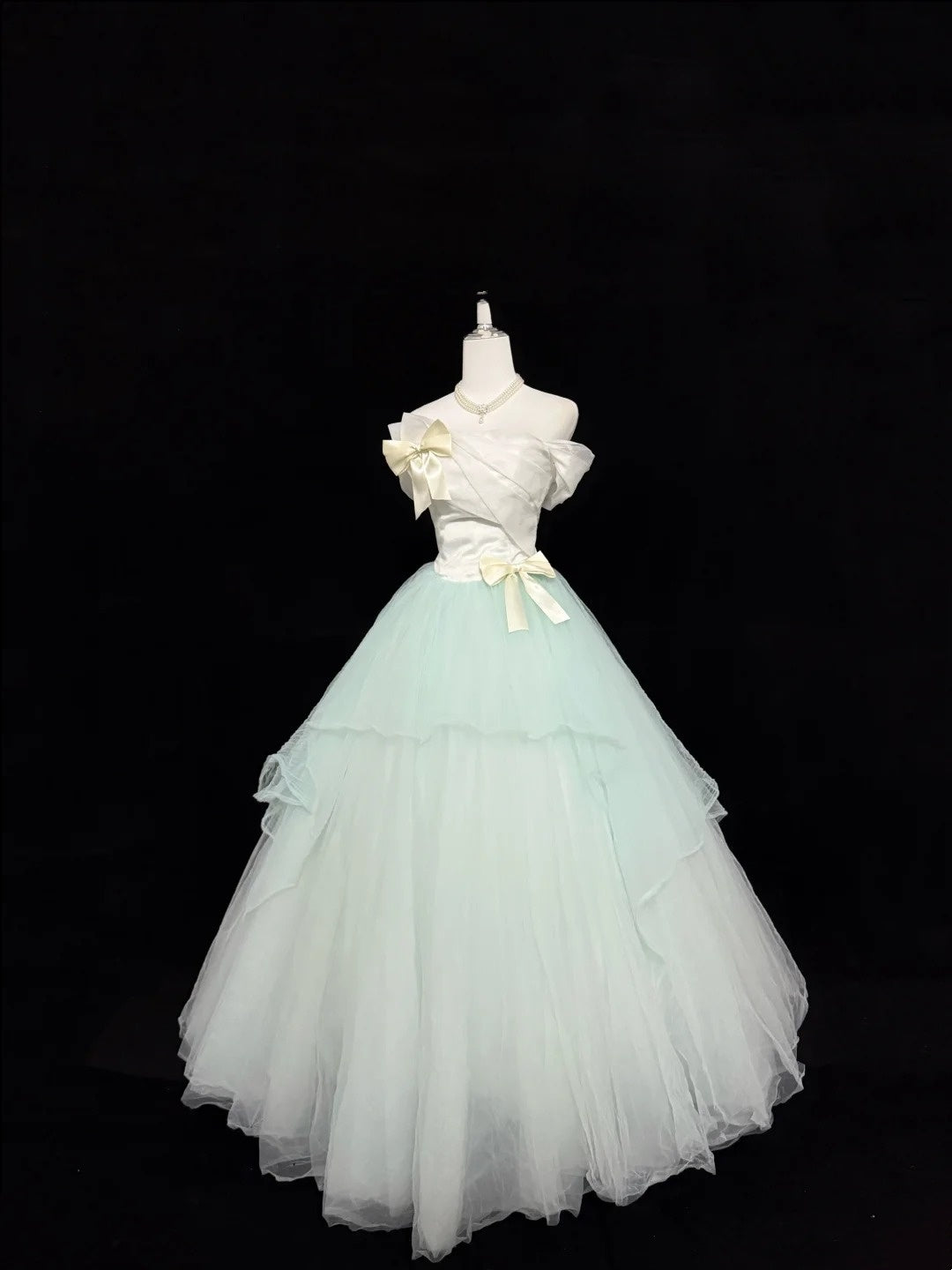 Mint Green Sweet 16 Dresses Long Ball Gown Off Shoulder Tulle Formal Sweet Sixteen Birthday Gown RC0241
