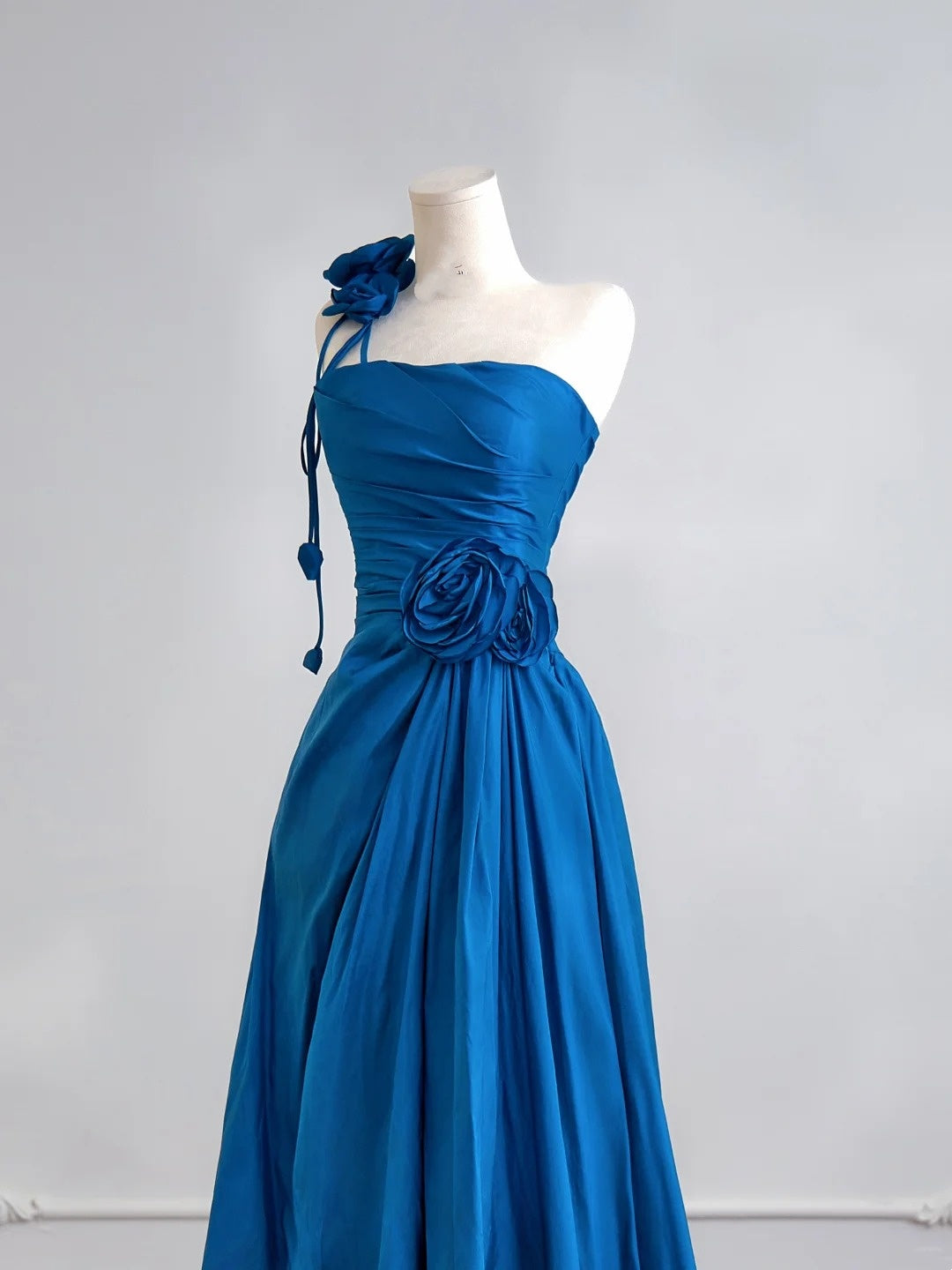 Simple A Line One Shoulder Royal Blue With Flowers Long Prom Dresses Impress 18th Birthday Outfits Party Gown N342