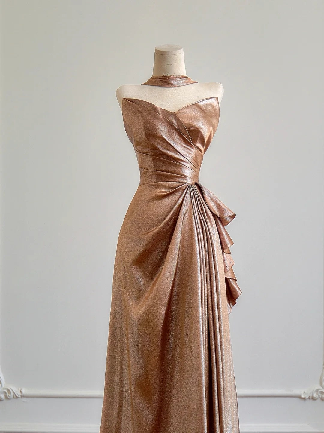 Simple A Line Sweetheart Champagne With Slit Prom Dresses Long Evening Formal Gown BirthdayParty Gowns N375
