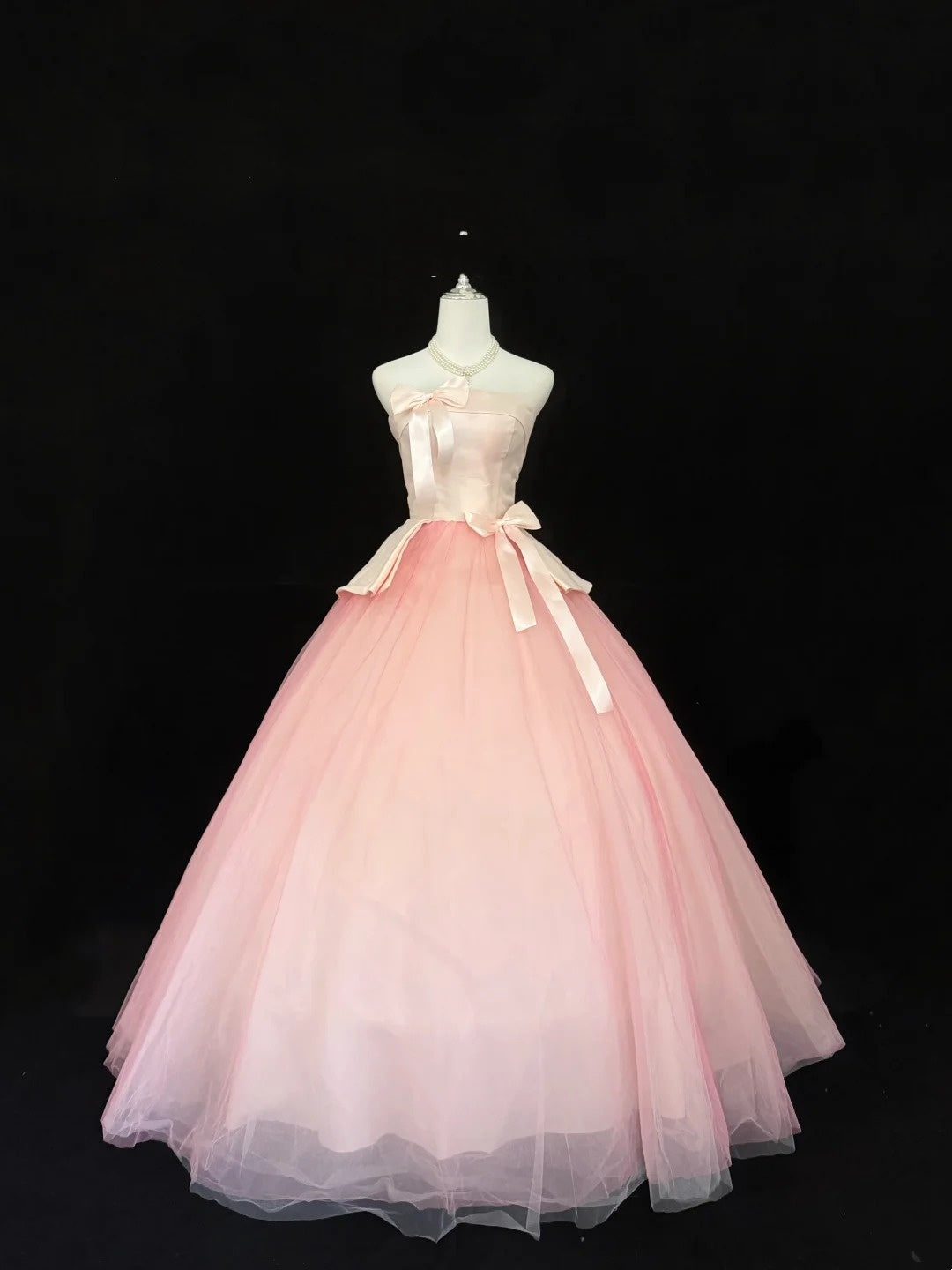 Sweet 16 Dresses Long Ball Gown Sweet Sixteen Long Birthday Dress Strapless Blush Pink Tulle Formal Gown RC0333