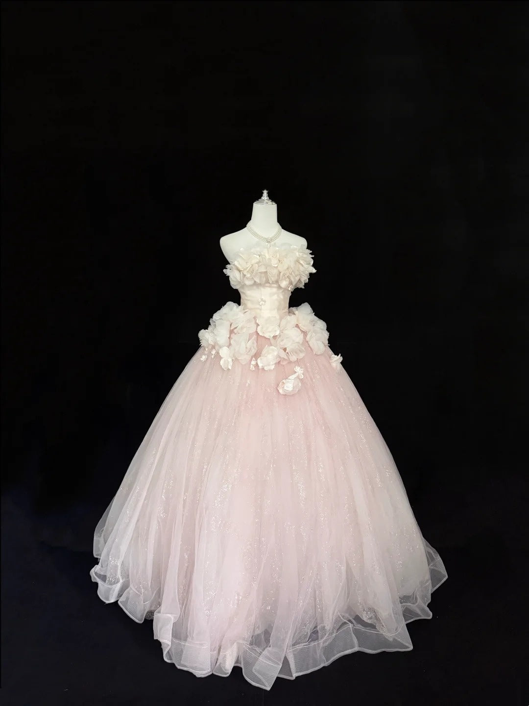 Sweet 16 Dresses Long Ball Gown Sweet Sixteen Long Birthday Dress Strapless 3D Flowers Pink Formal Gown RC0300