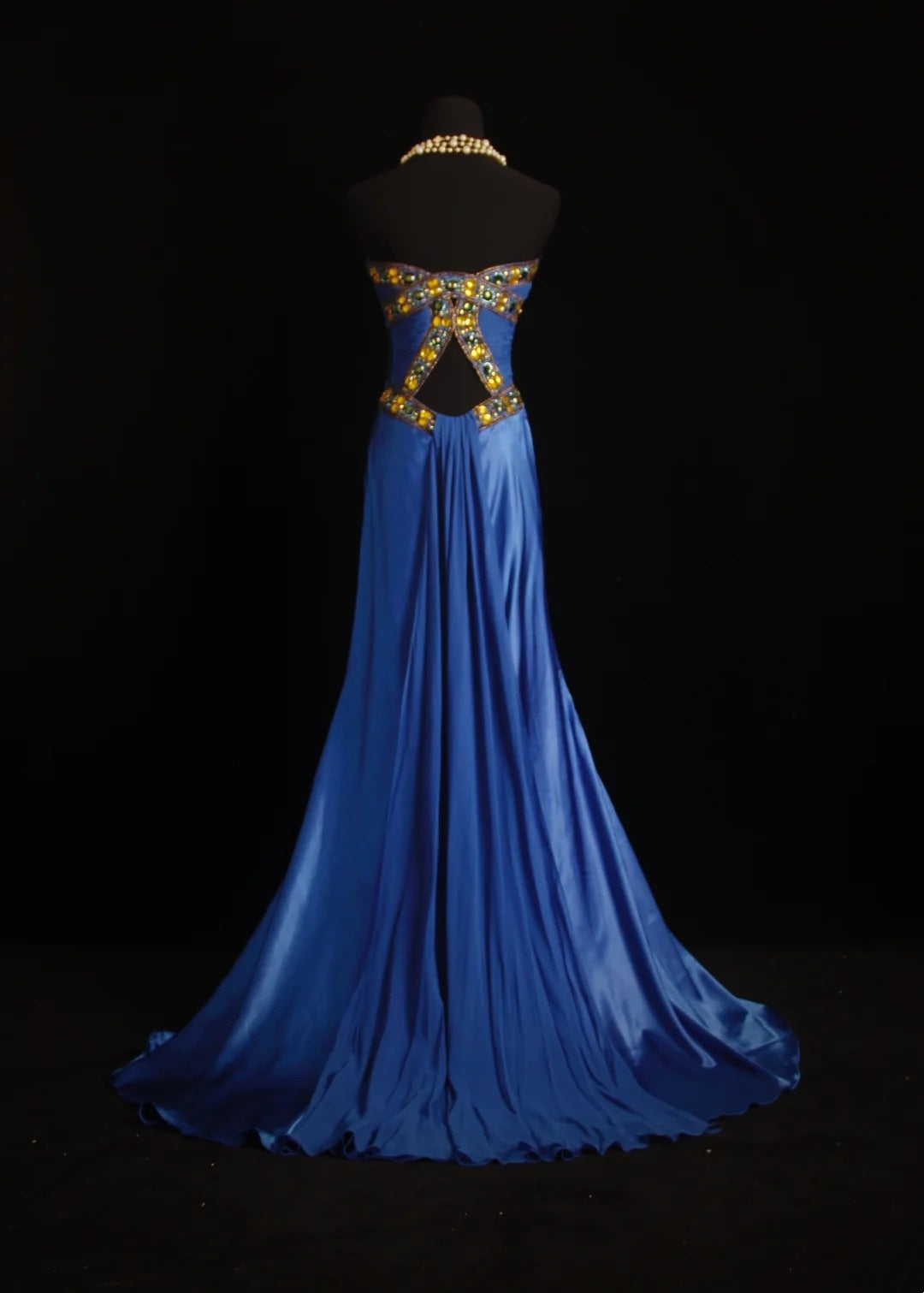 Princess Mermaid Strapless Royal Blue Satin With Beading 18th Birthday Dress Evening Prom Formal Dresses RB3269