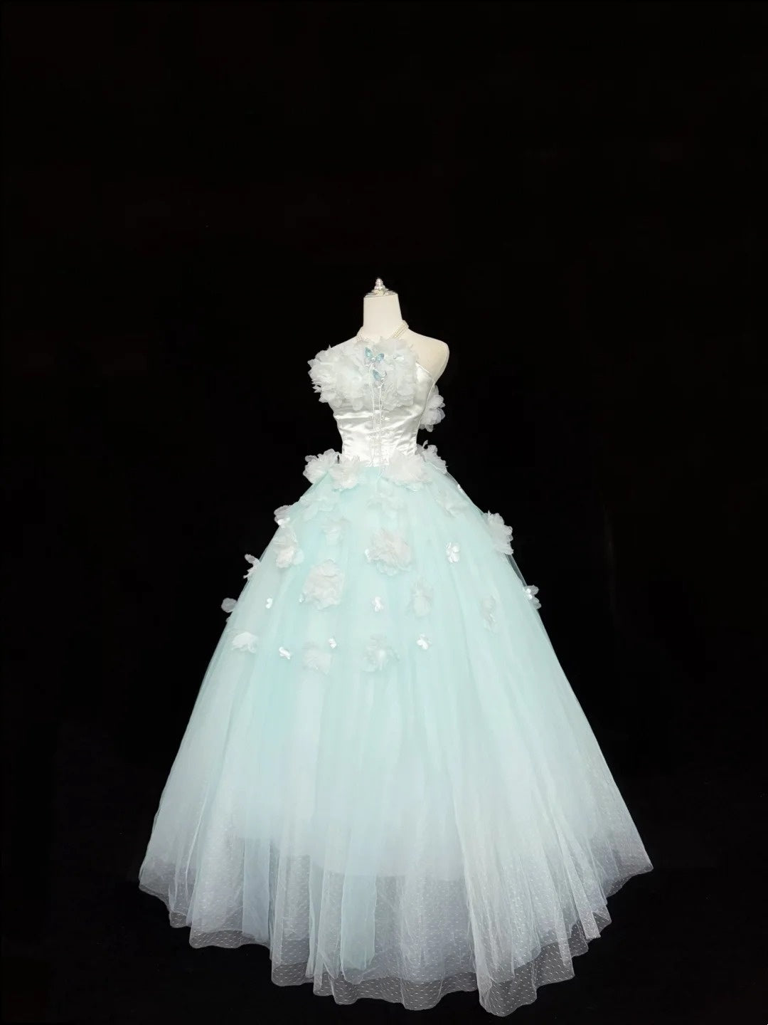 Sweet 16 Dresses Long Ball Gown Sweet Sixteen Long Birthday Dress Strapless Blue Formal Gown RC0317