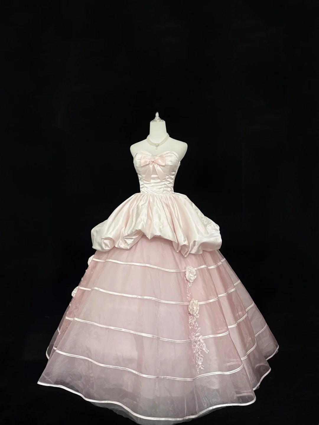 Sweet 16 Dresses Long Ball Gown Sweetheart Blush Pink With Flowers Sweet Sixteen Birthday Gown RC0315