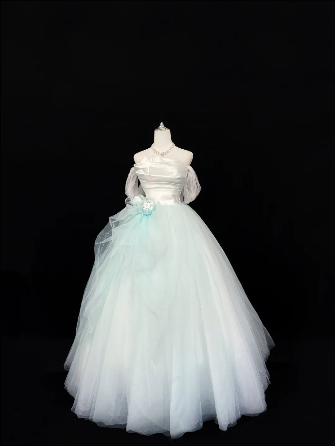 White Sweet 16 Dresses Long Ball Gown Off Shoulder Tulle Formal Sweet Sixteen Birthday Gown RC0236