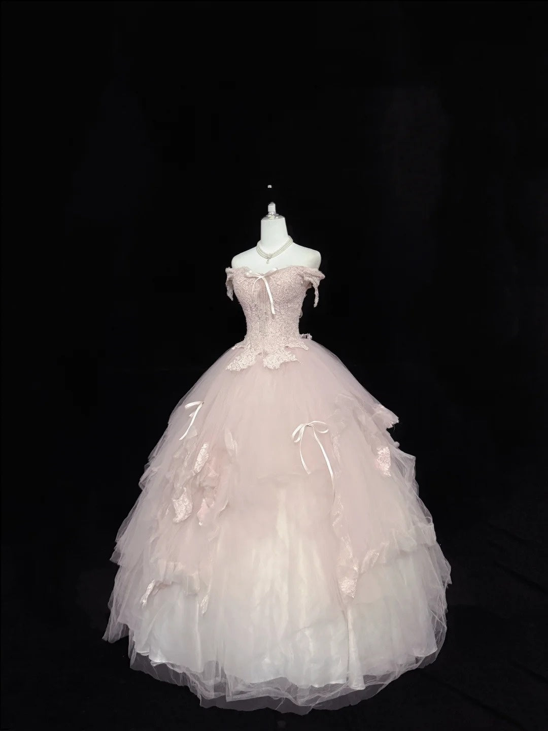Sweet 15 Quinceanera Dress Ball Gown Off Shoulder Blush Pink With Tiered Long 15th Birthday Gown RC0289