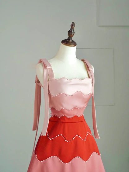 Ball Gown Straps Pink Satin Long Prom Dress Fashion Aesthetic High School Formal Dresses Party Outfits Prom Gown N681