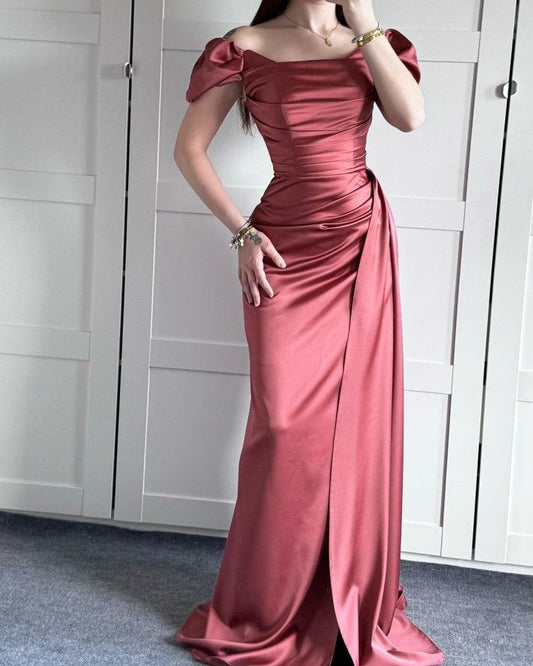 Stunning Mermaid Off The Shoulder Rust Red Satin Prom Dresses Inspiration Prom Dress Princess Graduation Dress N716