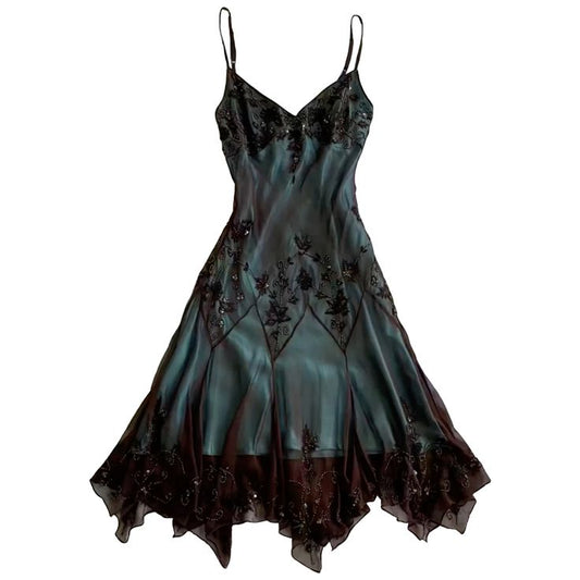 Vintage Prom Dresses Memaid Spaghetti Strap 90s Sleeveless Green Evening Formal Dress RB3016