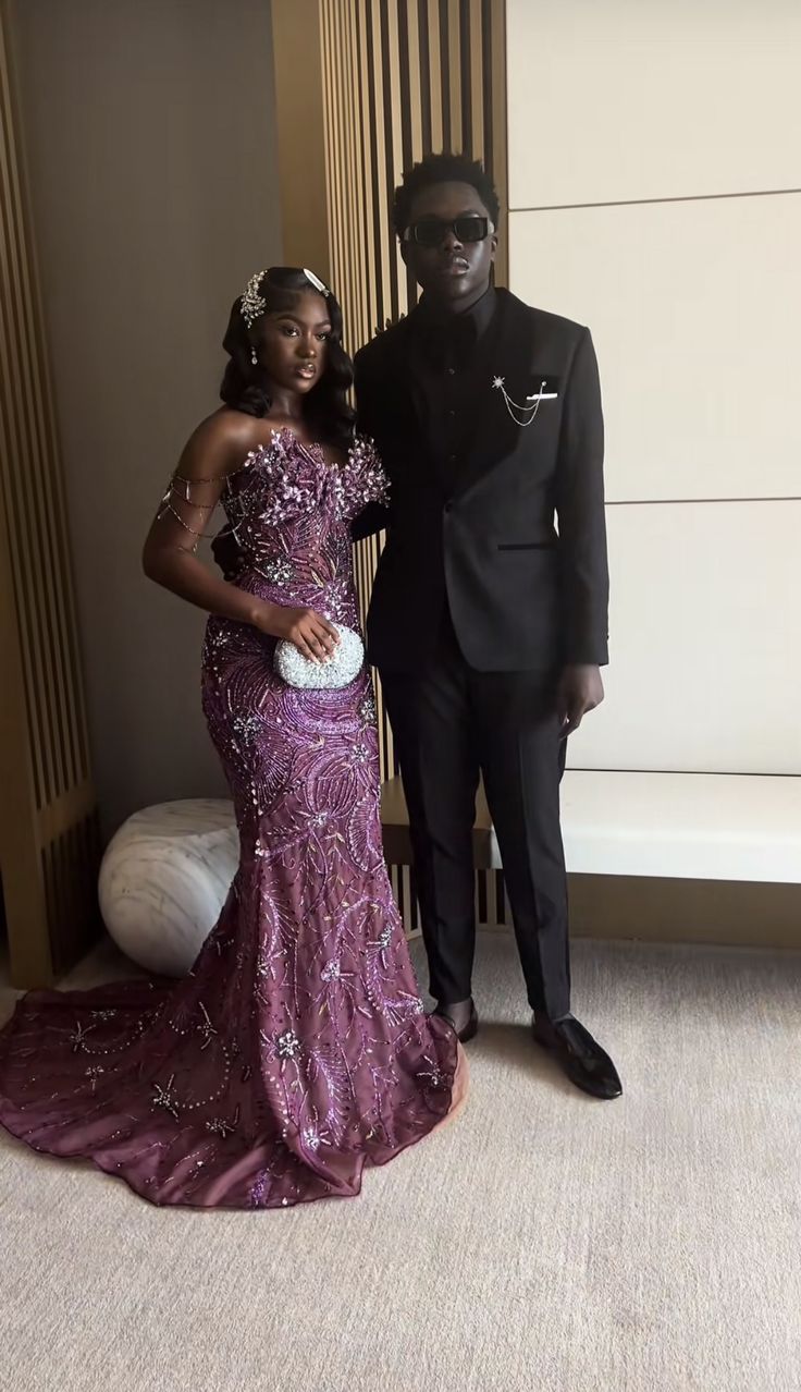Elegant Mermaid For Black Girls People Sweetheart Prom Dresses Column Floor Length With Beads N624