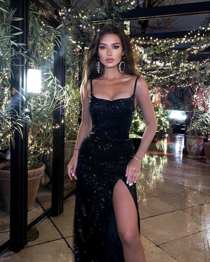 Beautiful Mermaid Strapless Neck Black Sequins Long Prom Evening Dress AB1624