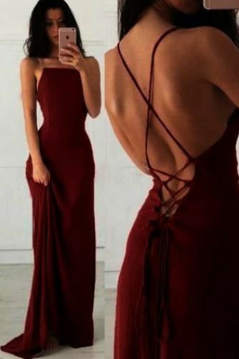 Burgundy Mermaid Spaghetti Straps Sexy Formal Party Long Elegant Evening Prom Dresses AB1622