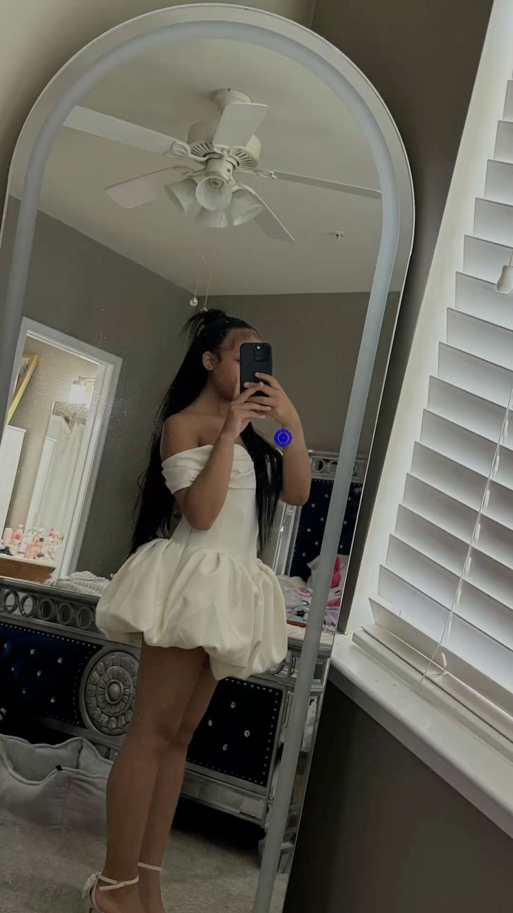 Trendy Ball Gown Off The Shoulder White Short Night In Rio Inspo Hoco Dress Ideas Homecoming Dresses RB4052
