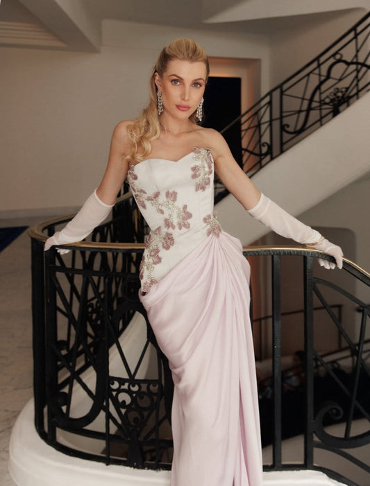Beautiful Mermaid Sweetheart Pink With Gloves Sequin Long Prom Dresses Formal Gowns Inspo Evening Outfit N247