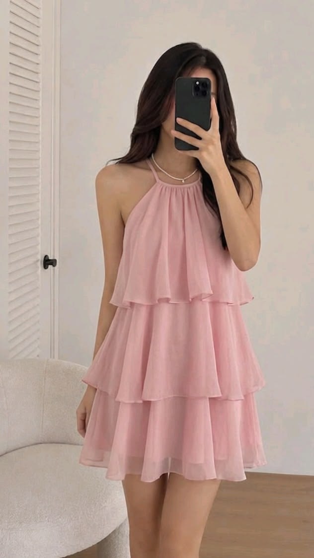 Simple Homecoming Dresses Outfit inspo A line Pink layered dress Chiffon 16th Birthday Cocktail Ideas Outfits RB8350