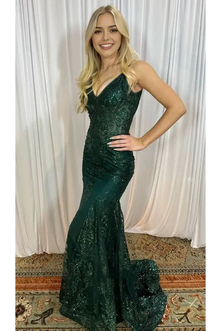 Sexy Mermaid Spaghetti Straps Hot Pink Lace Sequin Prom Dresses Long 18th Birthday Outfit High School Dance Party Dress RB1236