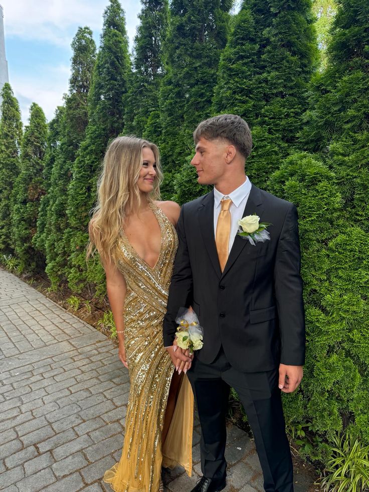 Sexy Mermaid V Neck Sequined Gold Slit Beaded Long Prom Dresses For High School People Girls Formal Bridesmaid Dress N1023