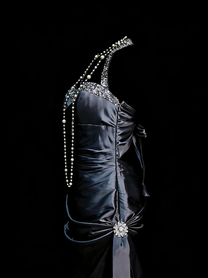 Vintage Mermaid Halter Sleeveless Halter 90s With Beaded Prom Dresses Long Formal Party Gown N1386