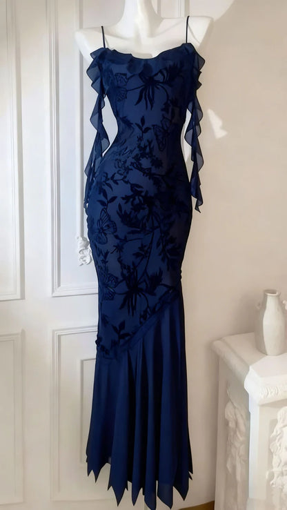 Vintage Mermaid Spaghetti Straps Black Lace Prom Dresses Formal Dress 18th Birthday Outfits Prom Gown RA076