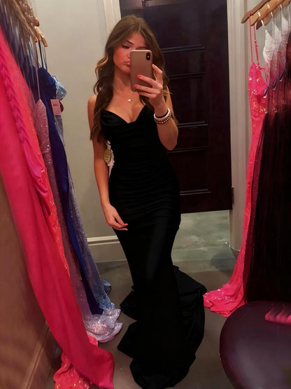 Sexy Mermaid Spaghetti Straps Red Long Prom Dress Inspiration Party Senior Dance Prom Dresses RB1234