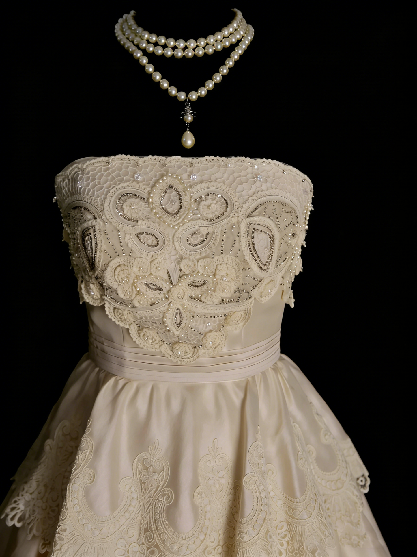 Vintage 70s Ball Gown Strapless Champagne With Appliques Lace Wedding Dress Fairytale Bridal Dresses N1318