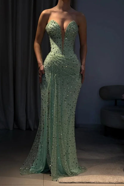 Sexy Mermaid Sweetheart Mint Green Prom Dresses Long Party Dress 22th Birthday Outfits Graduation Dress RB957