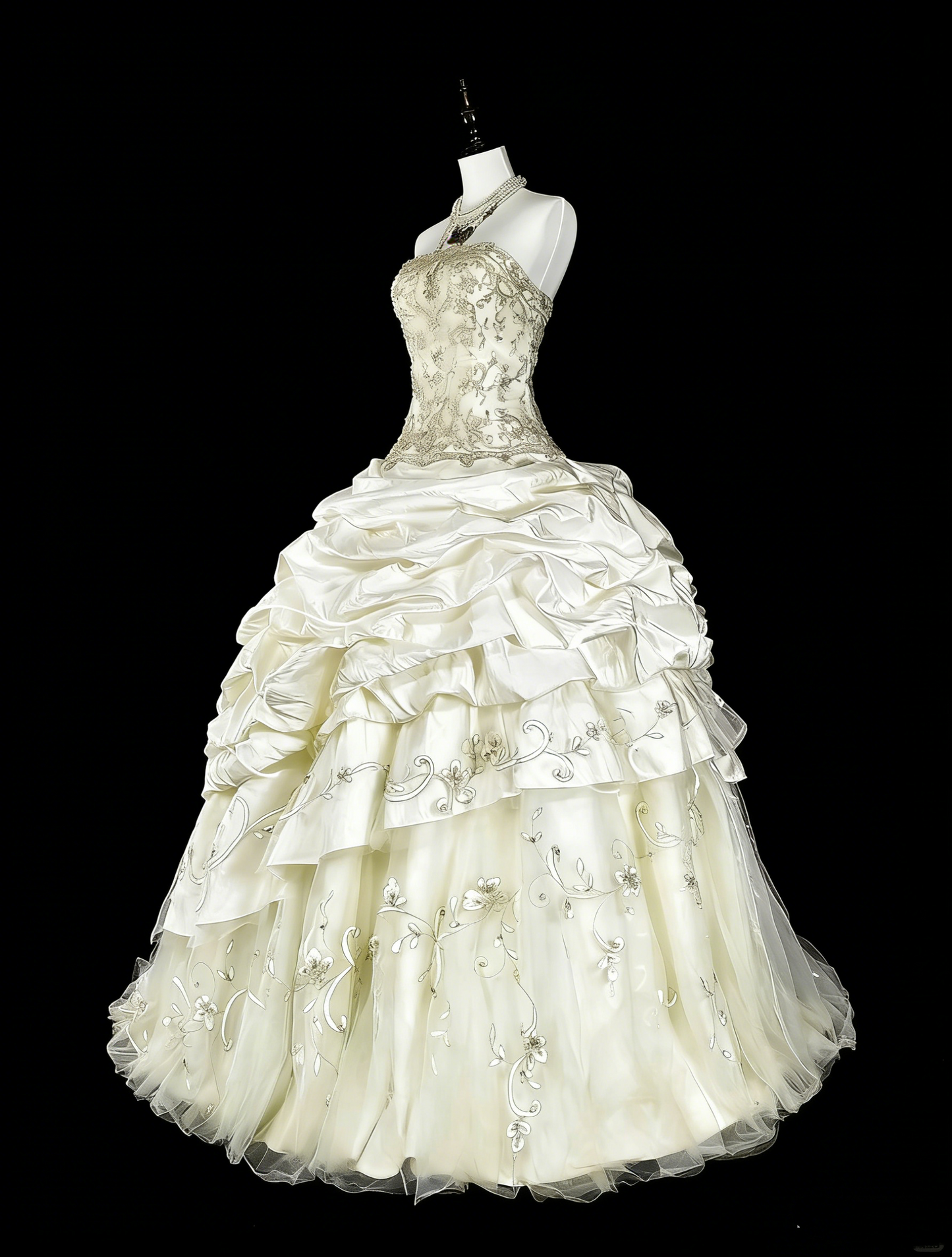Princess Wedding Dresses Ball Gown Strapless Ivory With Beaded Crystals Long Bridal Gown N3413