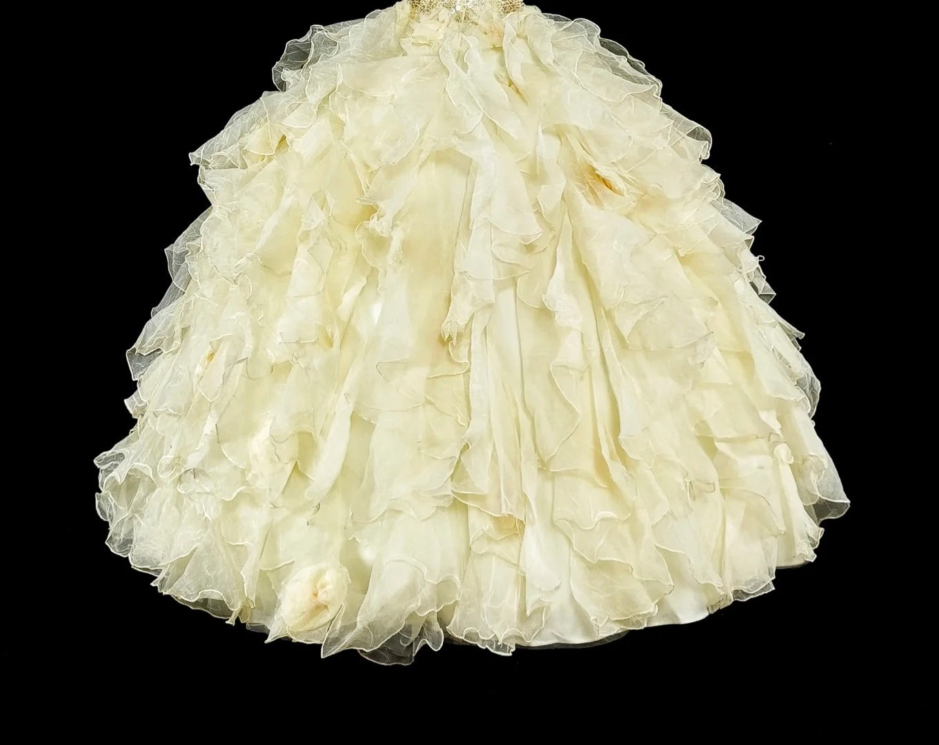 Princess Ball Gown Strapless Yellow Ruffled Layers Tiered Sweet 16 Dresses Quinceanera Dress N3418