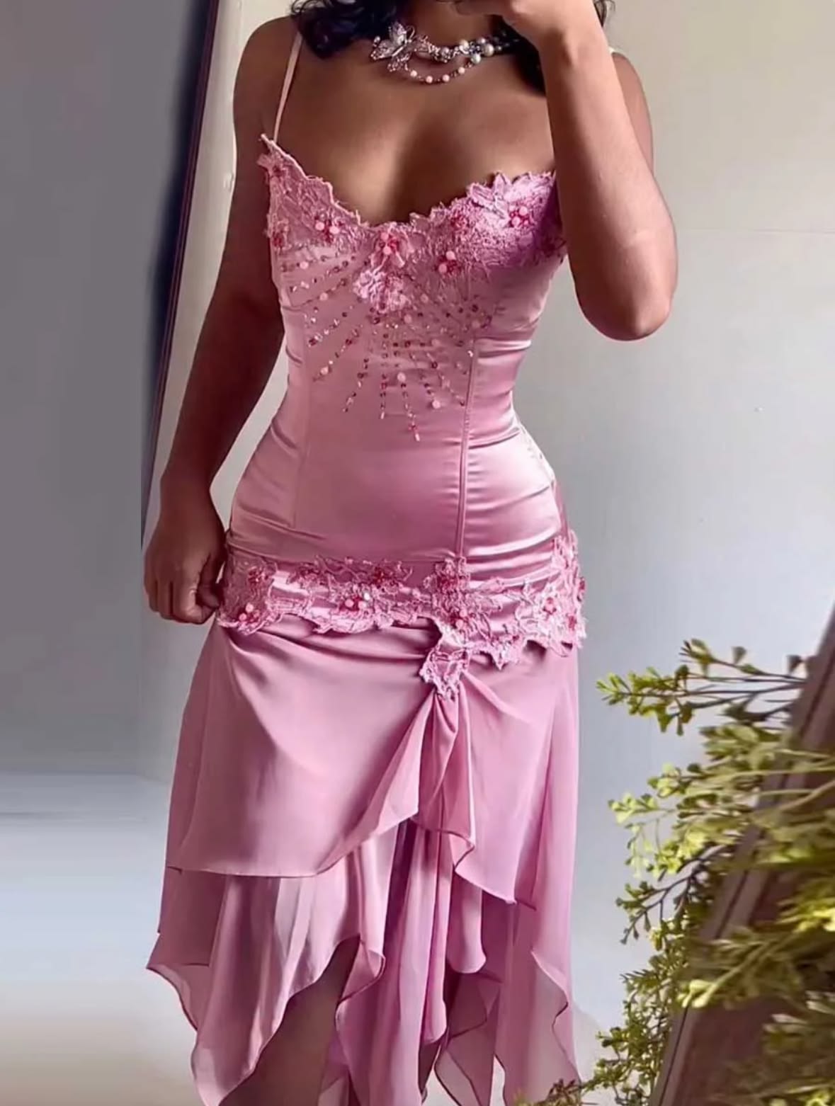 Charming Mermaid Pink Perfection-Formal Gown Goals With Beading Knee Length Prom Dress Evening Party Formal Outfits RB6699