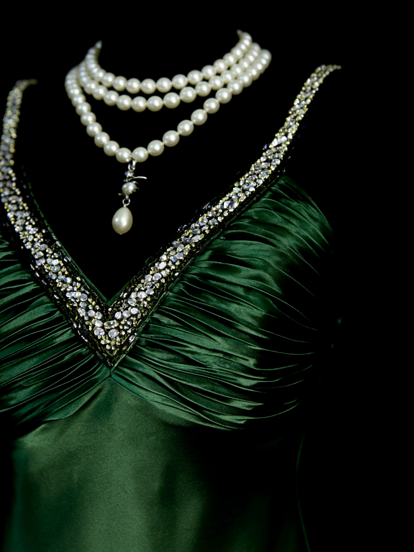 Vintage A Line V Neck Dark Green Satin Senior 80s Prom Dresses High School Long Formal Dress N1329