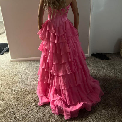 Classy Ball Gown Sweetheart Light Blue Chiffon Prom Dresses Party Dress 20th Birthday Outfits Graduation Dress RB874