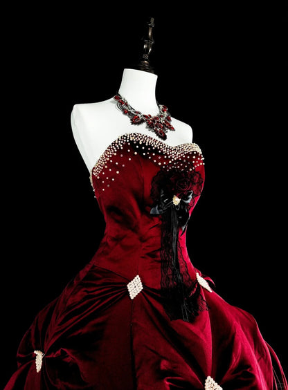 Vintage Ball Gown Sweetheart Burgundy Tiered Layers Sweet 16 Dresses Quinceanera Dress Long 15 Vestidos De Fiesta N1827