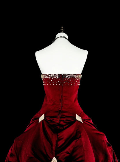 Vintage Ball Gown Sweetheart Burgundy Tiered Layers Sweet 16 Dresses Quinceanera Dress Long 15 Vestidos De Fiesta N1827